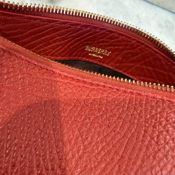 Burberry Knight Red Pebbled Leather Shoulder Bag with Gold hardware - Picture 16 of 16